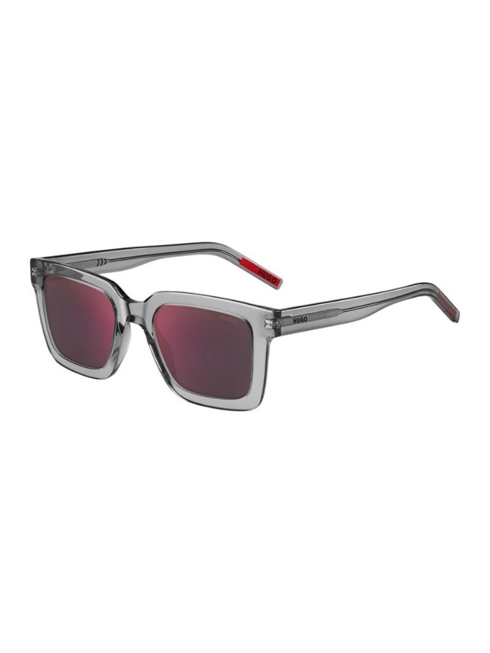 New Authentic Hugo Boss Men's Grey with Red Square Acetate Sunglasses
